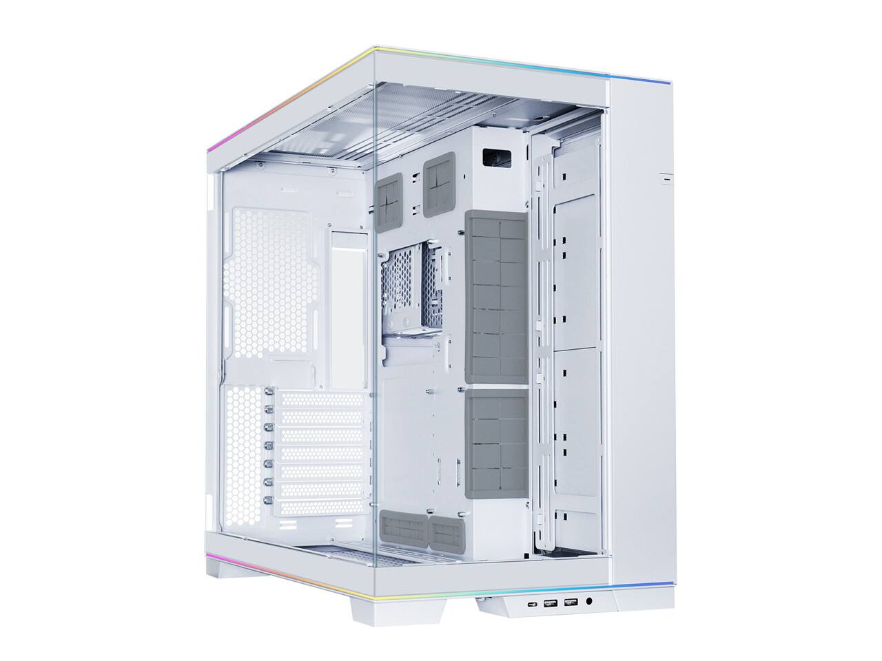 Left. Lian Li - LIAN LI O11 EVO RGB  White Aluminum / Steel / Tempered Glass ATX Mid Tower Computer Case ----O11DERGBW - White.