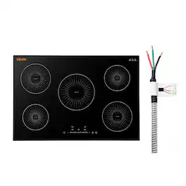 VEVOR - Induction Cooktop 30in 5 Burners Built-in Electric Stove 220V 9200W, Low-Power Continuous Heating, Induction Burner - Black