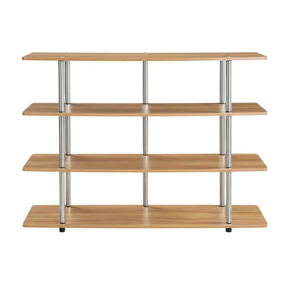 Alt View 3. FurniFact - Light Oak No Tools XL Highboy TV Stand for TVs up to 55 Inches with Metal Poles - Brown.