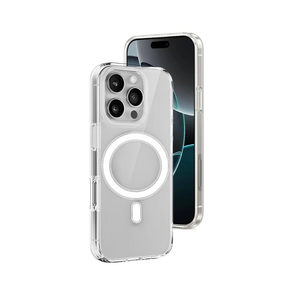 Alt View 4. Qixxronics - Magnetic Case for iPhone 16 Pro Cellphone Magnetic Cover Shockproof Slim Phone Case - Clear.
