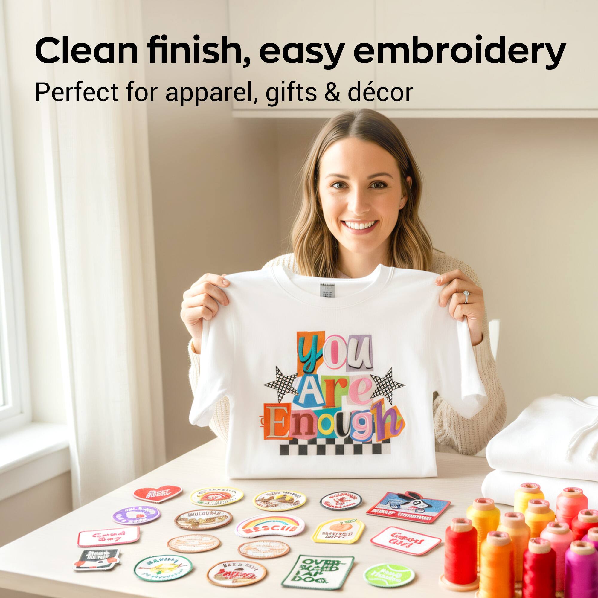 Clean finish, easy embroidery  
Perfect for apparel, gifts & décor
