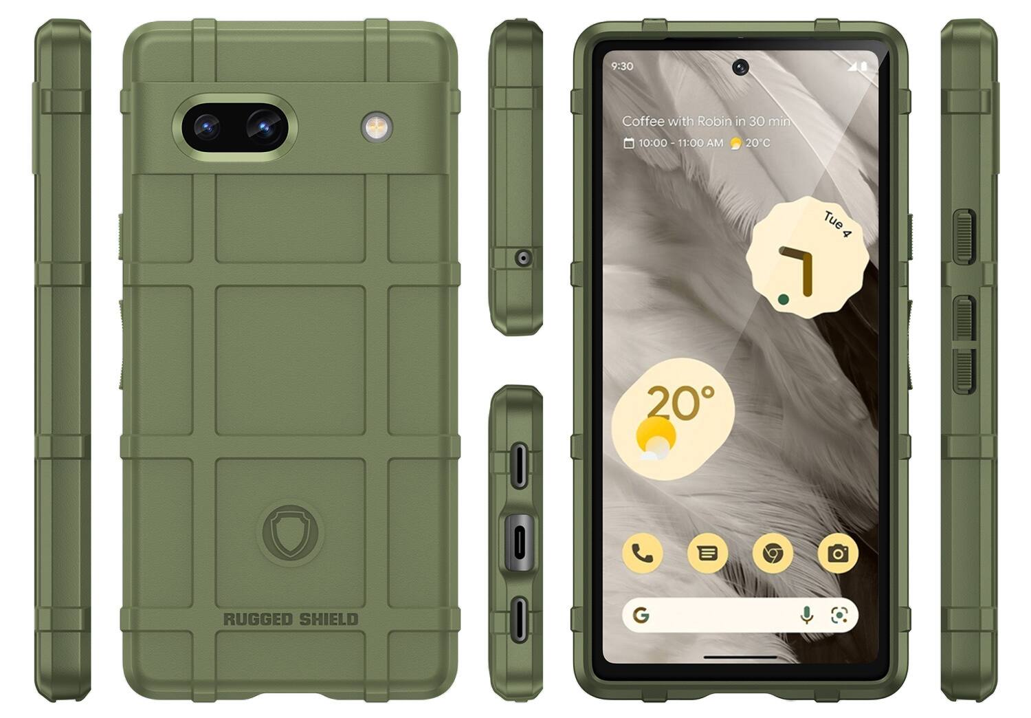 9:30 Coffee with Robin in 30 min  
10:00 - 11:00 AM  
20°C  
Tue 4  

RUGGED SHIELD