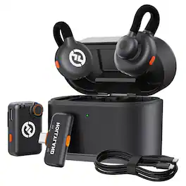 HOLLYLAND - LARK M2S Combo (Space Gray, Camera RX + USB-C RX + USB-C to Lightning Cable) Wireless Microphone System - Black