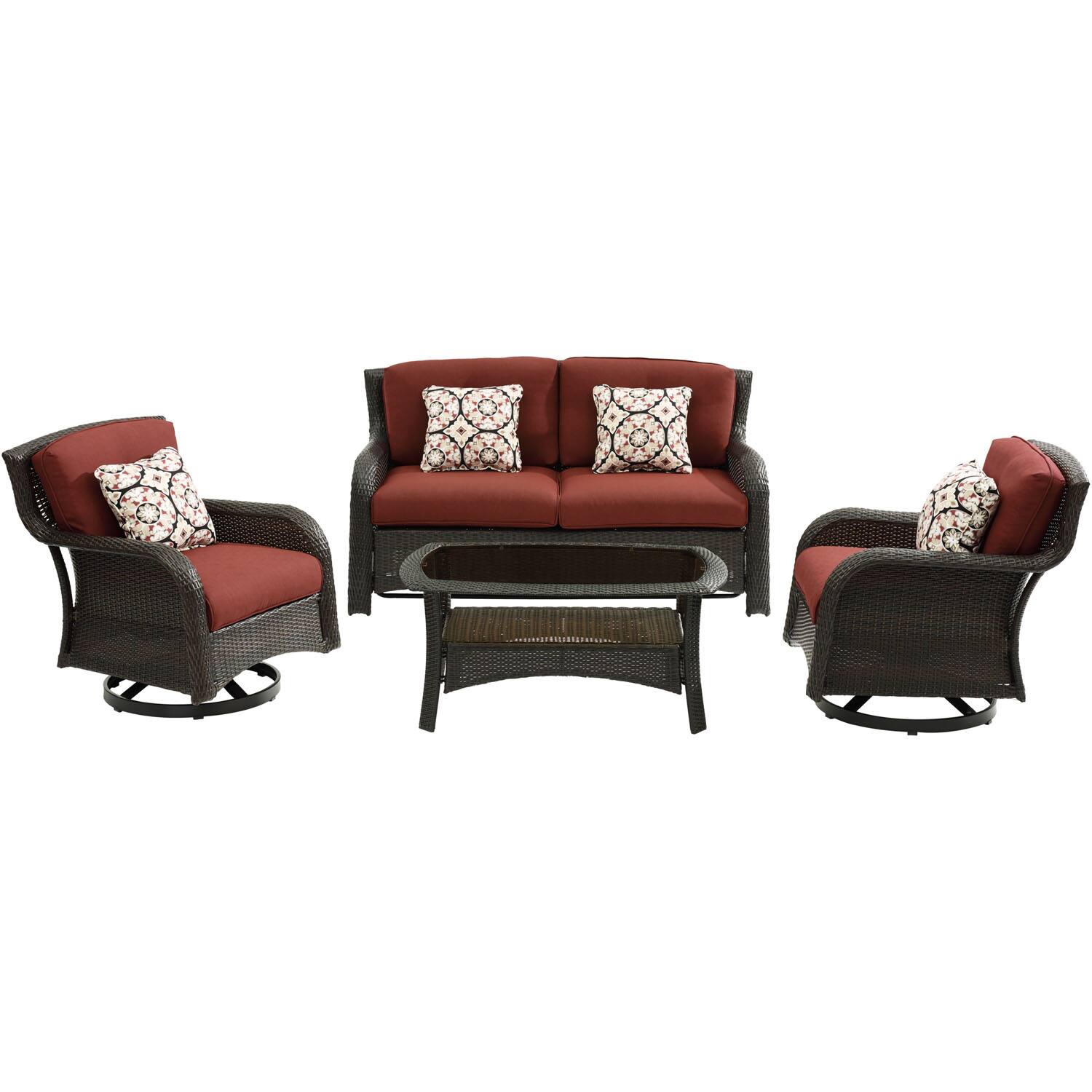 Front Zoom. Hanover - Strathmere 4-Piece Lounge Set - Brown/Red.