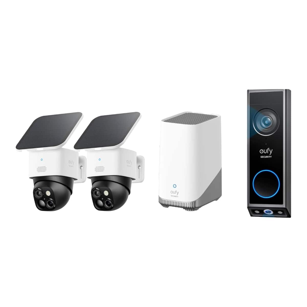 eufy - Video Doorbell E340 & SoloCam S340 2-cam Kit, Dual Cameras, 2K Full HD, Solar Security Wireless Outdoor Cameras - black+white