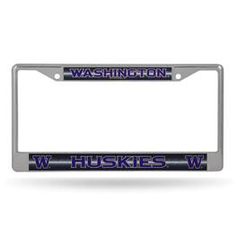 Rico Industries - Washington Huskies Standard Size Chrome License Plate Frame - It Sparkles - Multi