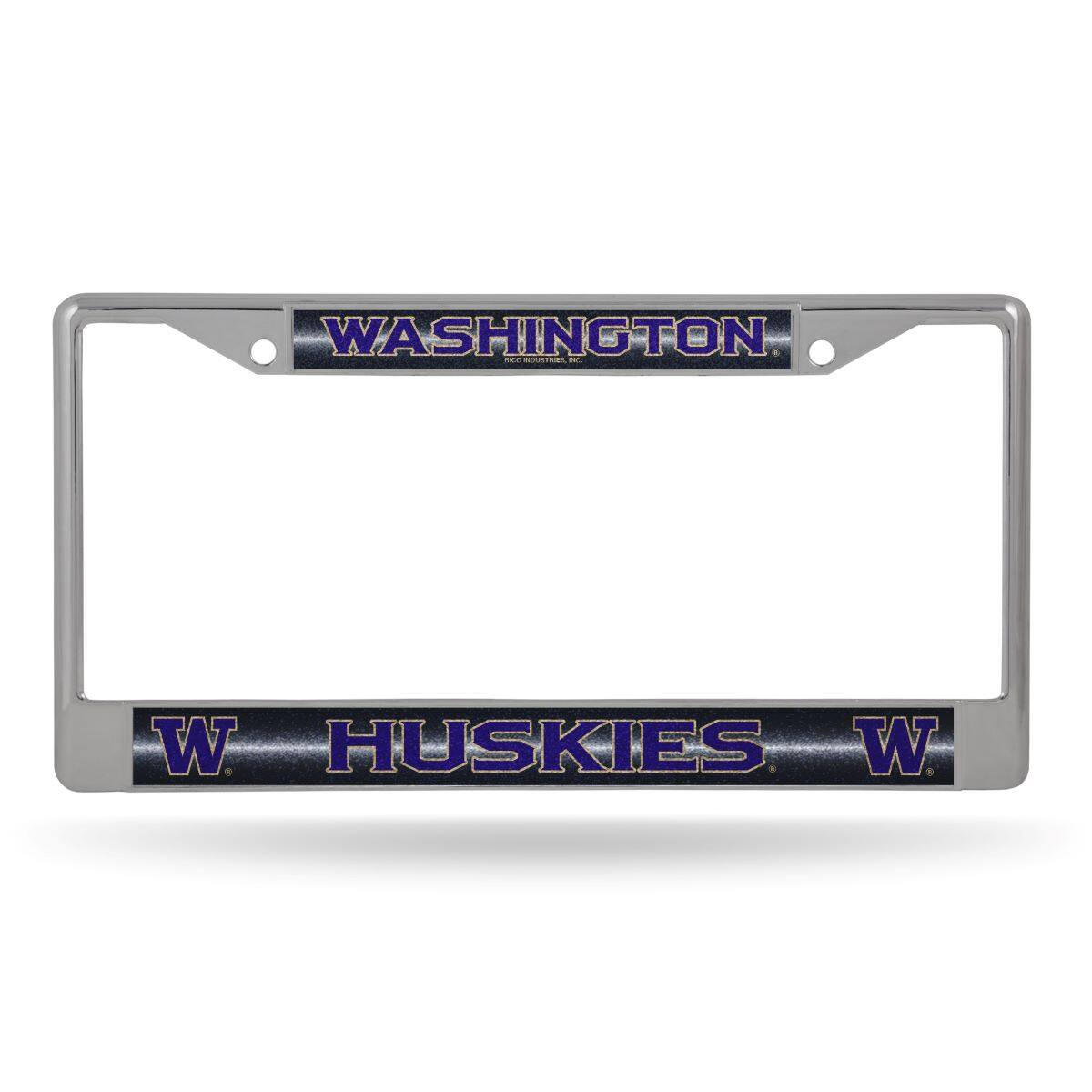 Washington Huskies Sparkly Glitter Bling Look Chrome License Plate Frame