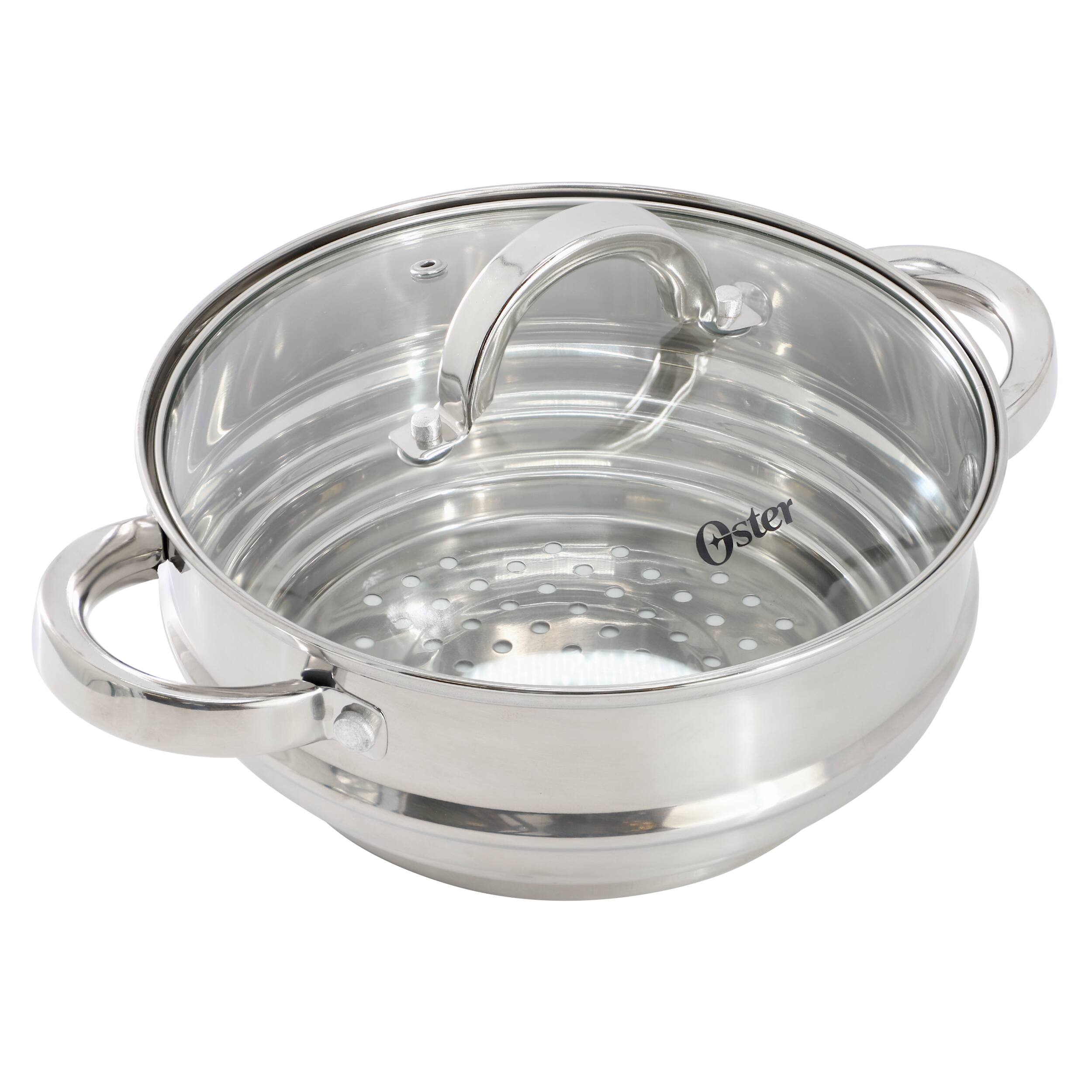 Front. Oster - Oster Sangerfield 8 Inch Universal Stainless Steel Steamer with Lid - Silver.