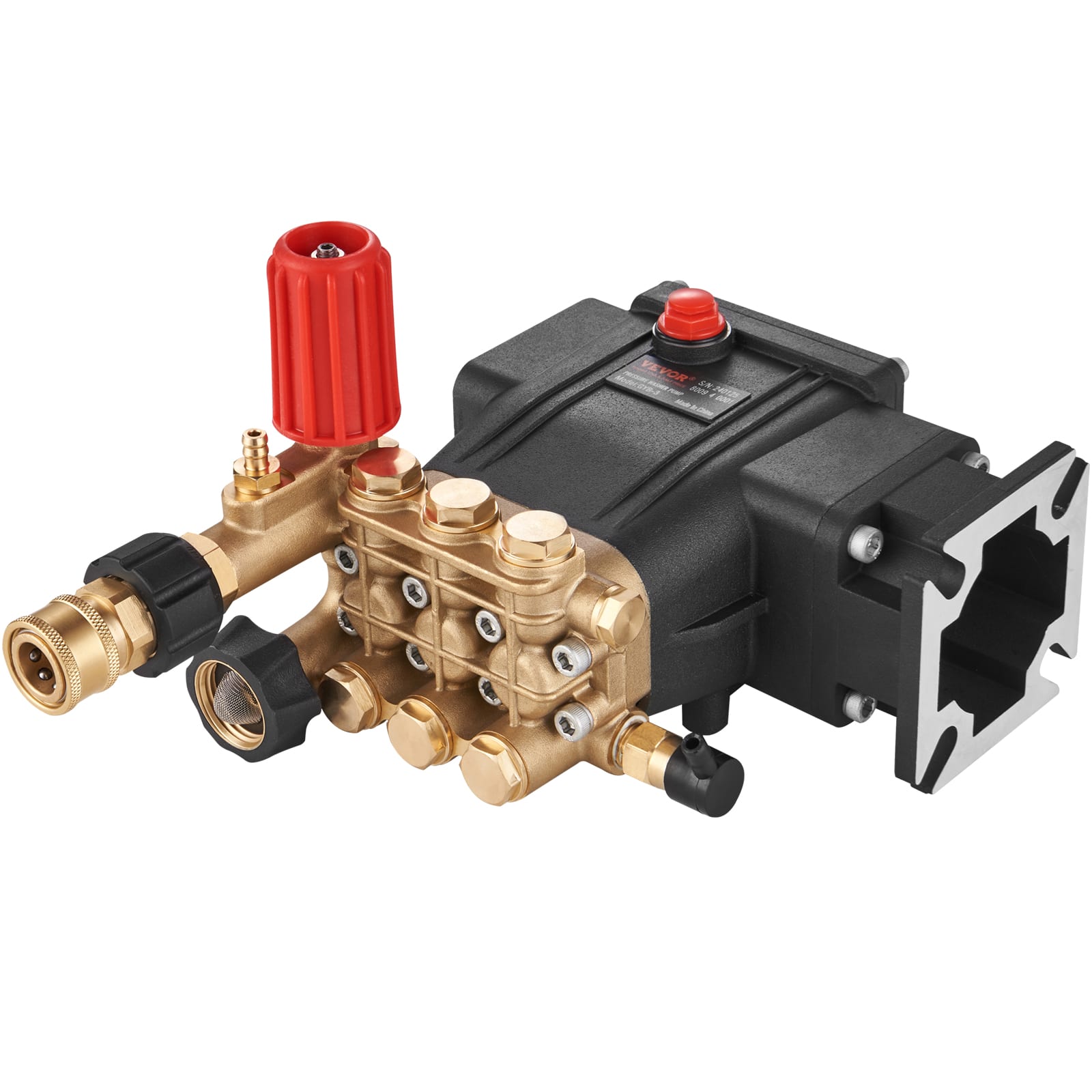 VEVOR - Pressure Washer Pump, 3/4" Shaft Horizontal Triplex Plunger, 3700 PSI, 2.5 GPM, Replacement Power Washer Pumps Kit - Black