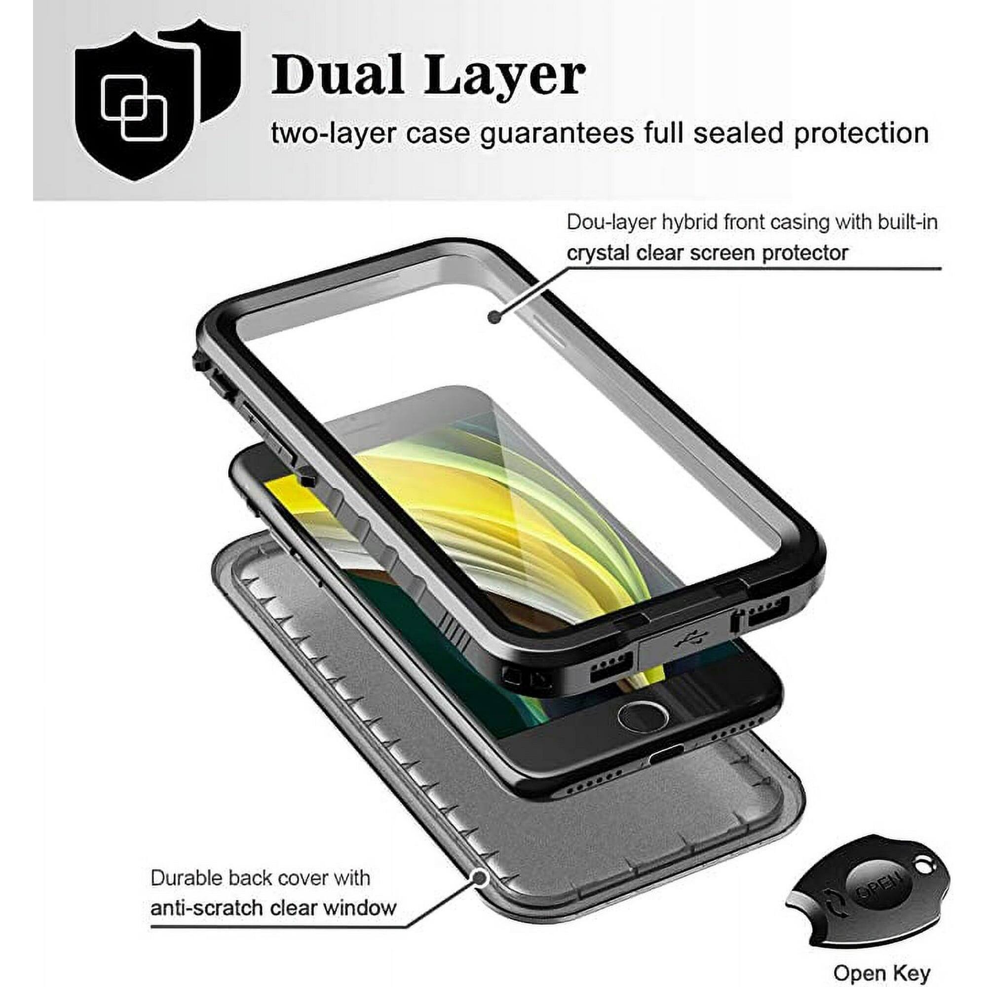 Dual Layer, two-layer case guarantees full sealed protection, Dou-layer hybrid front casing with built-in crystal clear screen protector, Durable back cover with anti-scratch clear window, Open Key