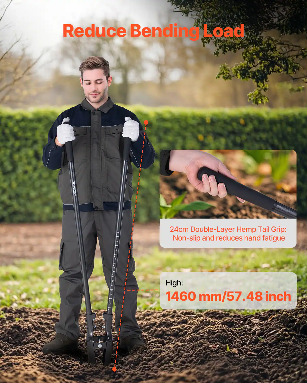 Reduce Bending Load

24cm Double-Layer Hemp Tail Grip: Non-slip and reduces hand fatigue

High: 1460 mm/57.48 inch