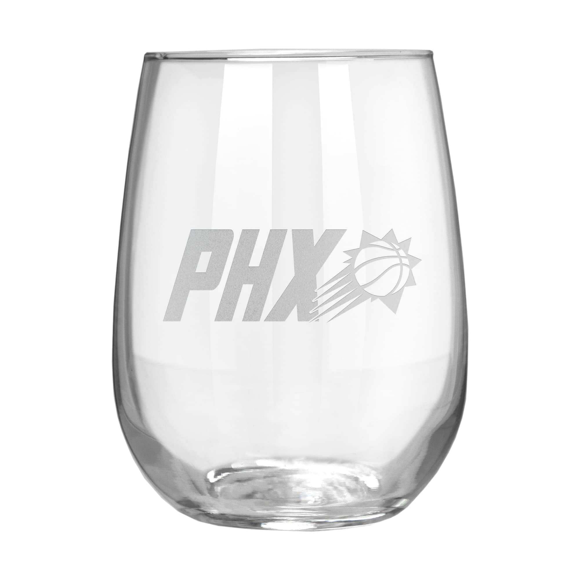 Front. Great American Products - Phoenix Suns Etched 17oz. Rally Cry Stemless Wine Glass - Multicolor.