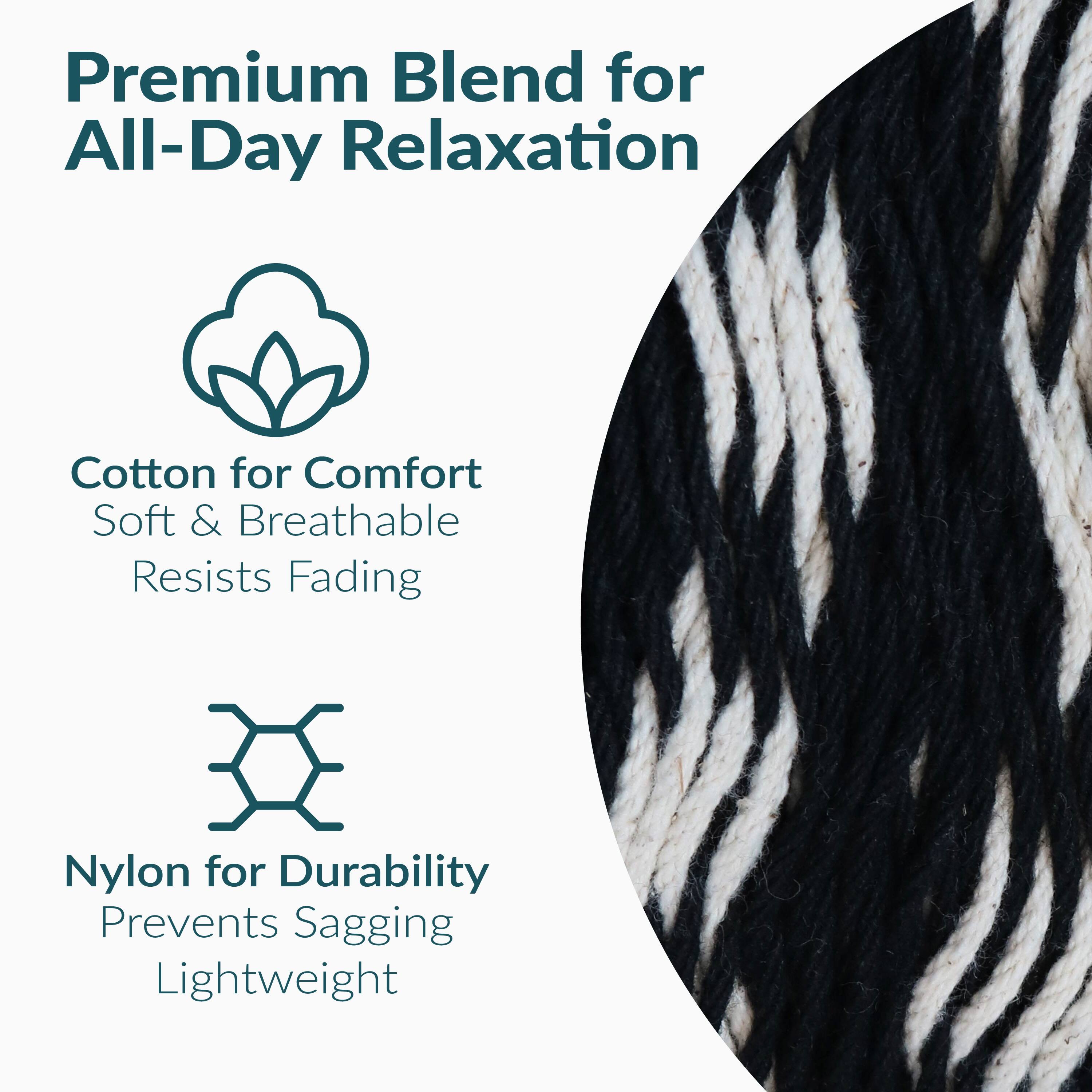 Premium Blend for All-Day Relaxation

Cotton for Comfort  
Soft & Breathable  
Resists Fading

Nylon for Durability  
Prevents Sagging  
Lightweight
