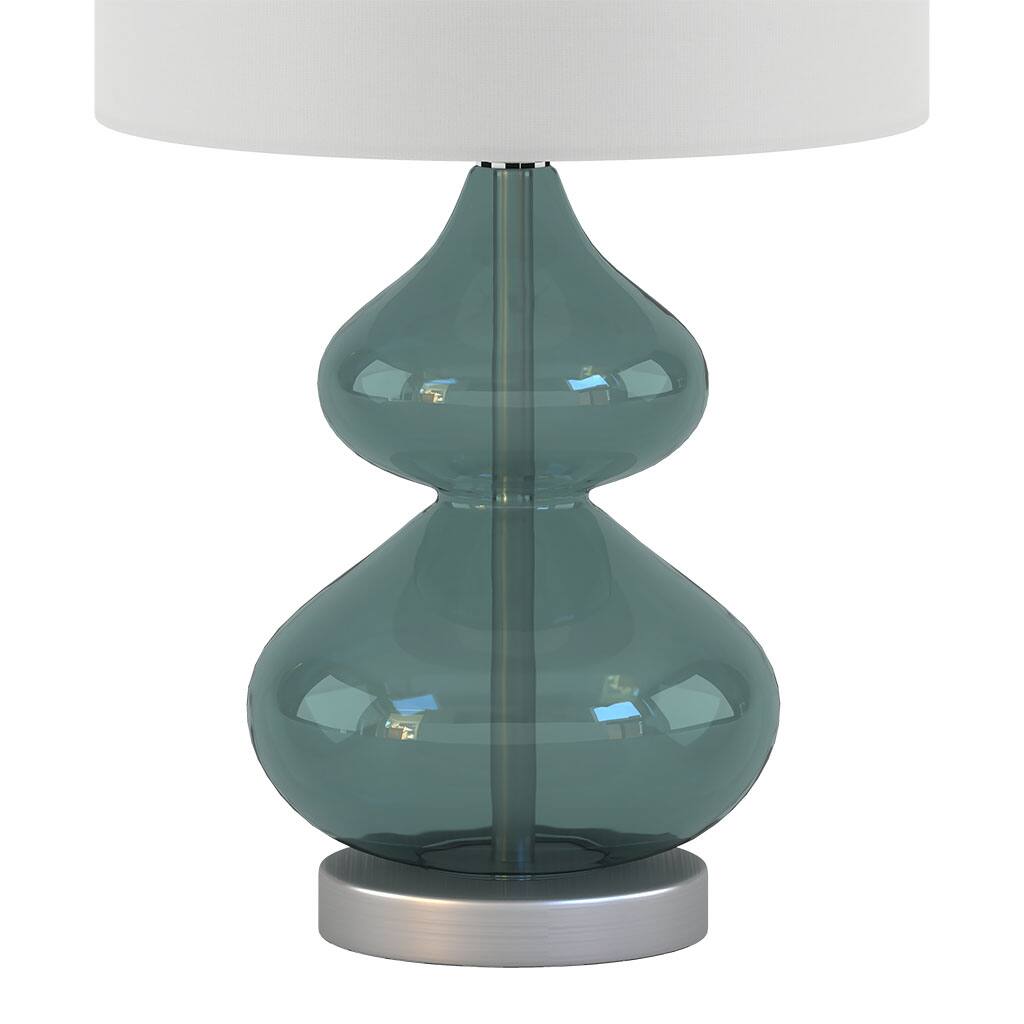 Alt View 1. HOMLUX - 25.25 in. Blue Curved Glass Table Lamp Integrated LED for Living Room, Set of 2.