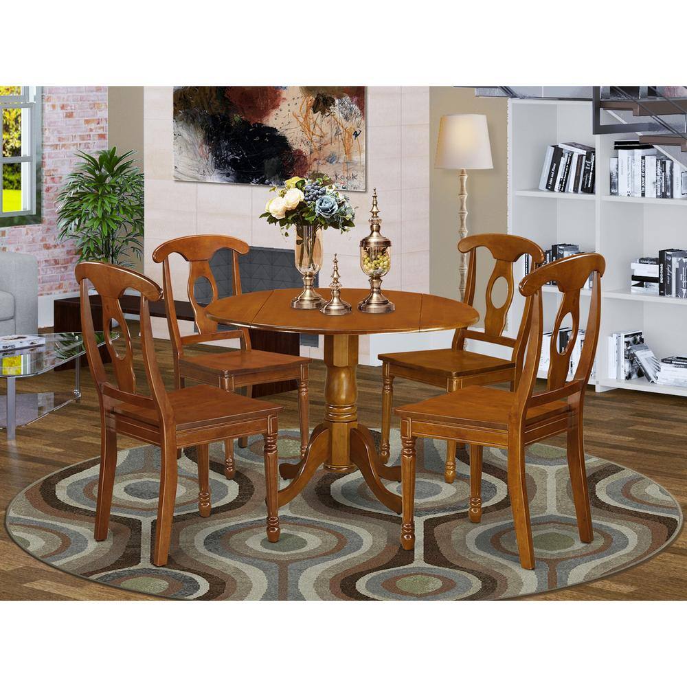 Back. East West Furniture - 5 PC Kitchen nook Dining set-breakfast nook and 4 dinette Chairs - Saddle Brown.