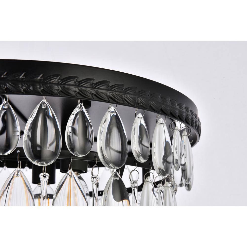 Alt View 1. Elegant Lighting - Nordic 3 lights black flush mount - Black And Clear.