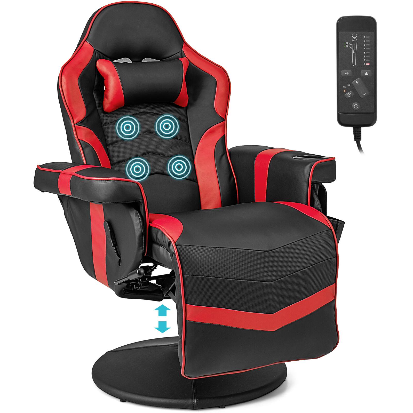 Left. WELLFOR - Massage Video Gaming Recliner Chair with Adjustable Height - Red.