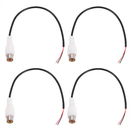 Front. Unique Bargains - 4pcs 7in RCA Audio Subwoofer Cable, 1 RCA Female Adapter to Bare Wire Open End Audio Video Speaker for Home Theater - Black.