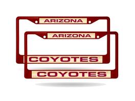 Rico Industries - Arizona Coyotes NHL (Set of 2) Maroon Painted Metal Laser Cut License Plate Frames - Multi