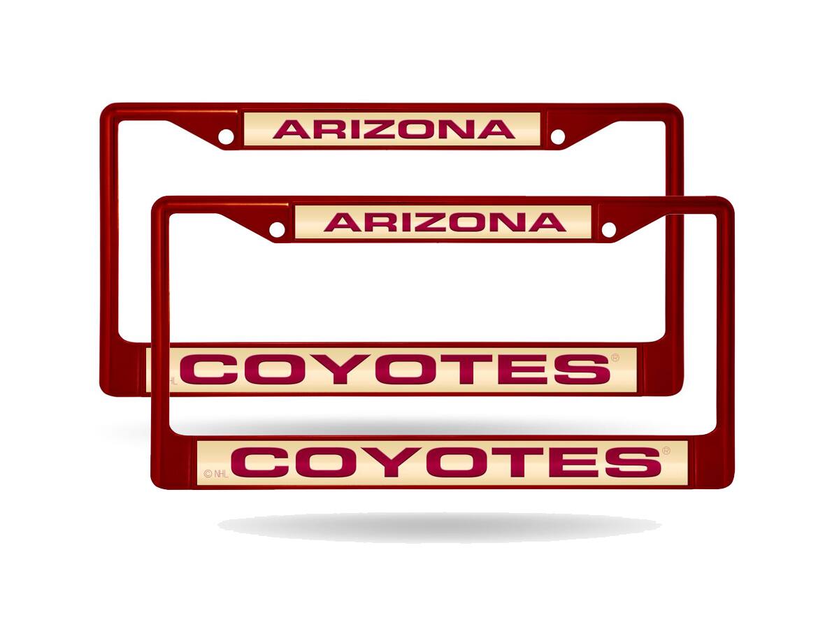 Arizona Coyotes NHL (Set of 2) Maroon Painted Metal Laser Cut License Plate Frames