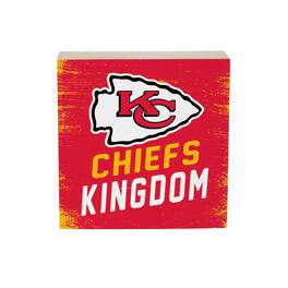 Evergreen Enterprises - Kansas City Chiefs 6" Square Fan Chant Wood Block Shelf Sign - Multicolor