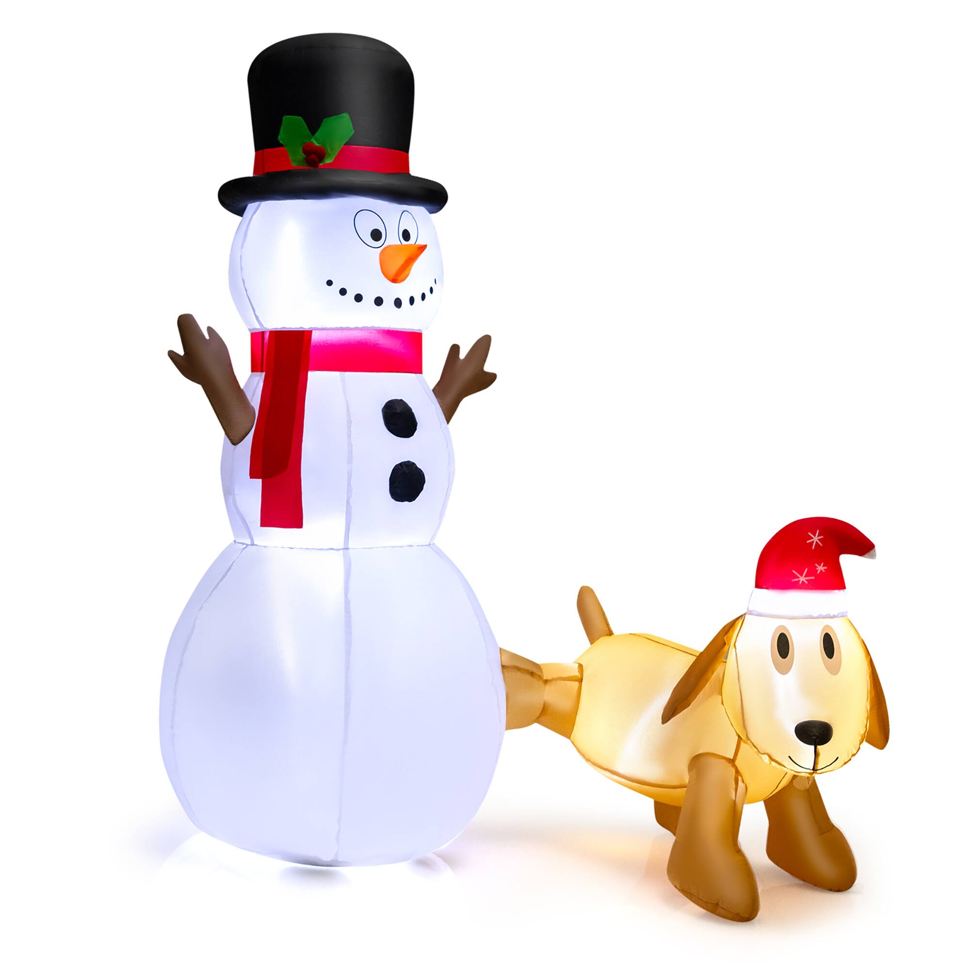 Alt View 9. Gymax - Gymax 6FT Inflatable Christmas Snowman With Dog Holiday Decor w/ Bright LED Lights - Multicolored.