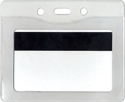 Front. Advantus - Security Badge Holder, Horizontal Style, 3 7/8" x 2 5/8" - Clear.