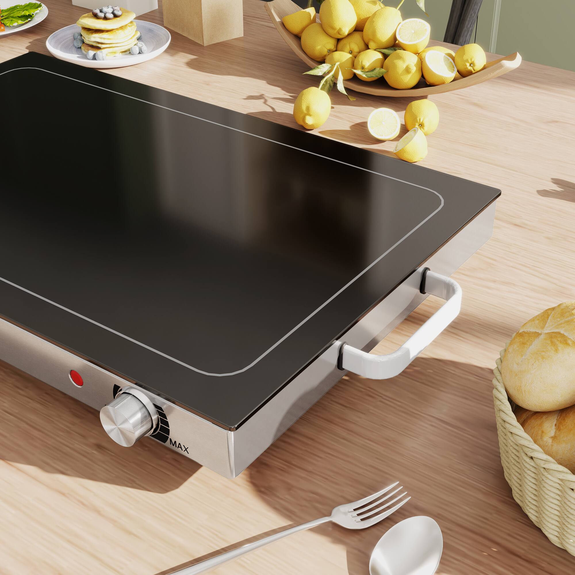 Alt View 8. Homcom - Electric Warming Tray with Adjustable Temperature, Food Warmer with Cool-Touch Handles and Non-Slip Feet for Parties - Black.