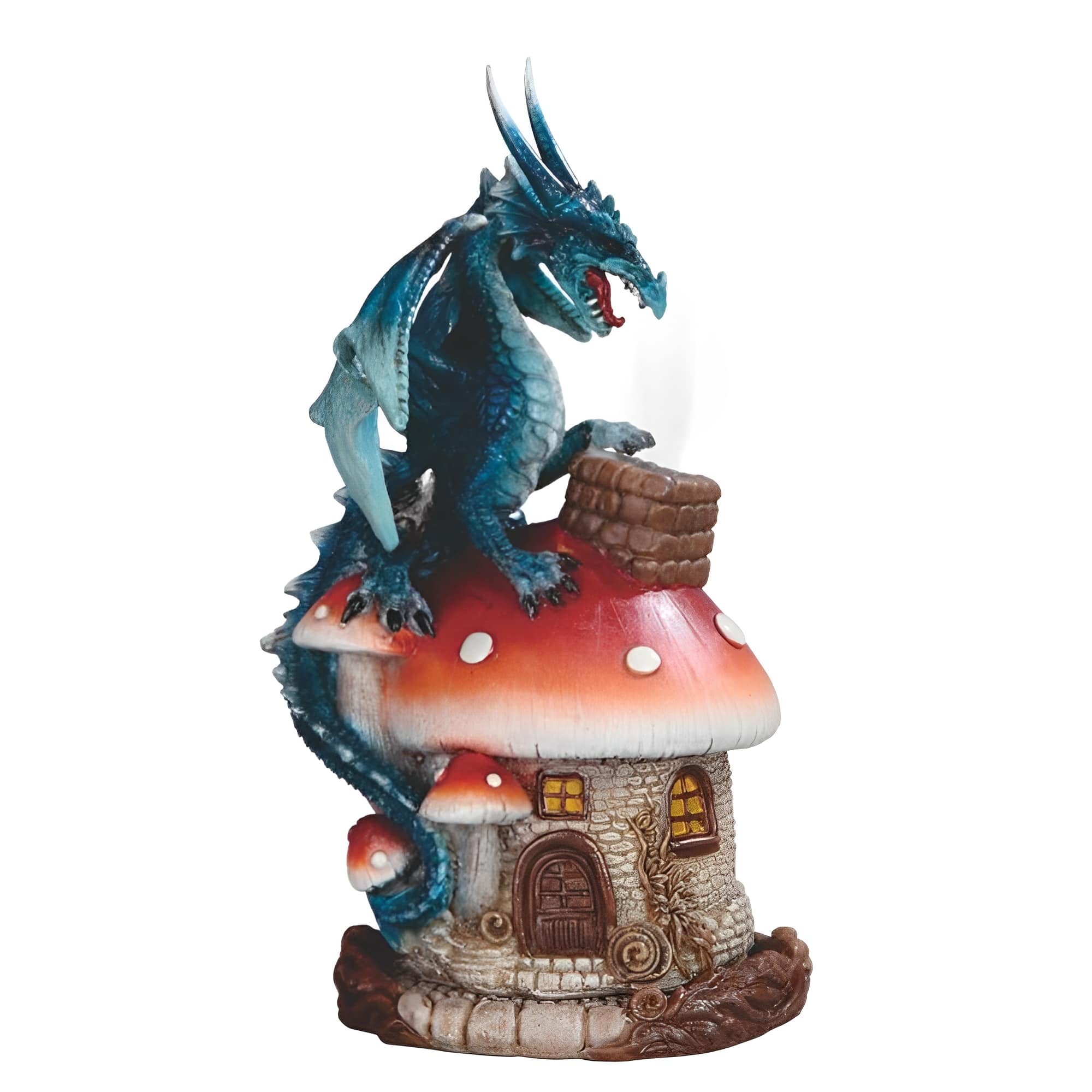 FC Design - 7"H Dragon On Mushroom House Incense Burner Computer Desk Tabletop Decoration - Multi-Color