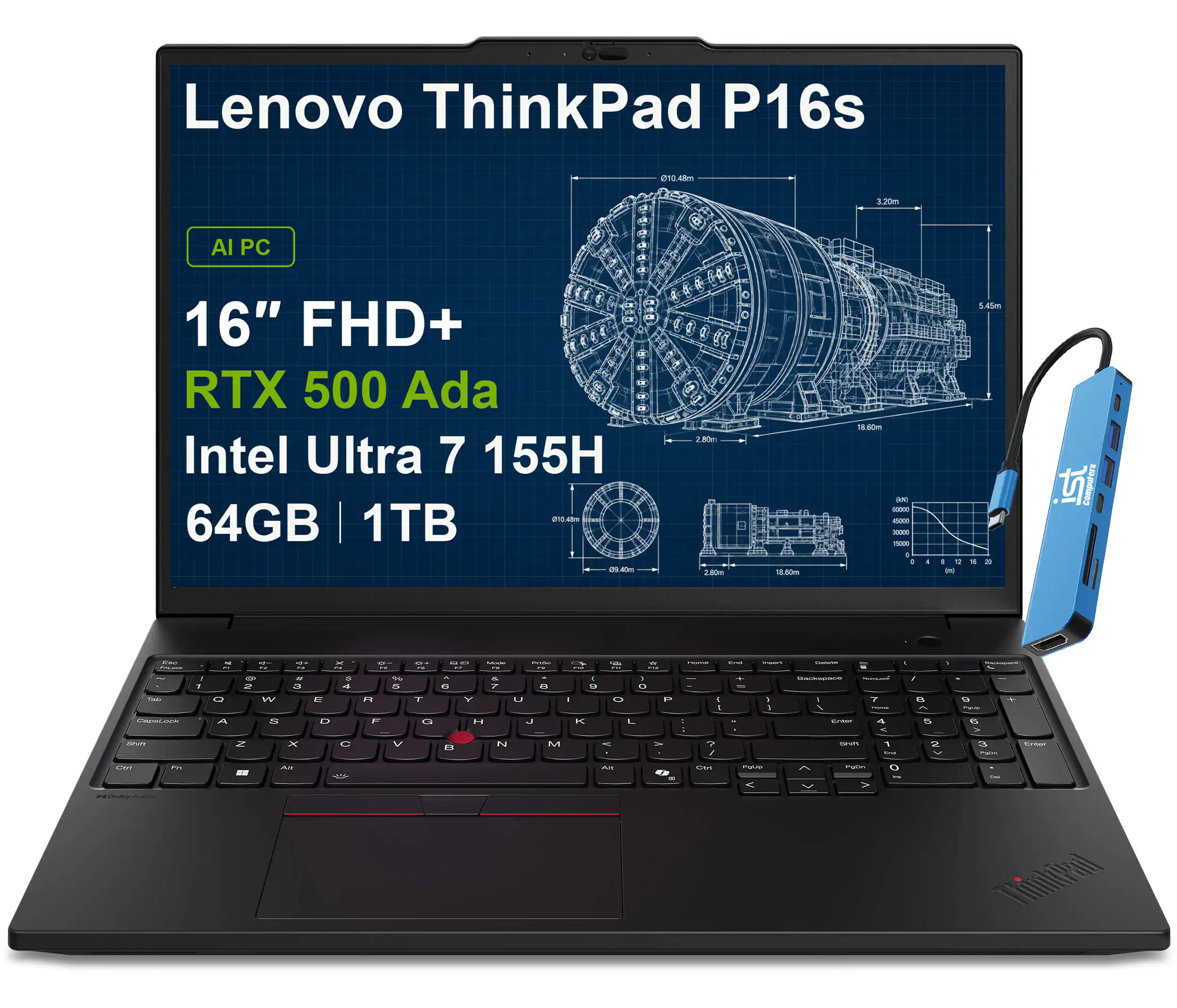 Lenovo ThinkPad P16s

AI PC

16" FHD+ RTX 500 Ada Intel Ultra 7 155H 64GB 1TB