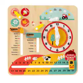 Costway - Kids Montessori Educational Learning Toy with Clock, Seasons, Weathers, Days - Multicolor