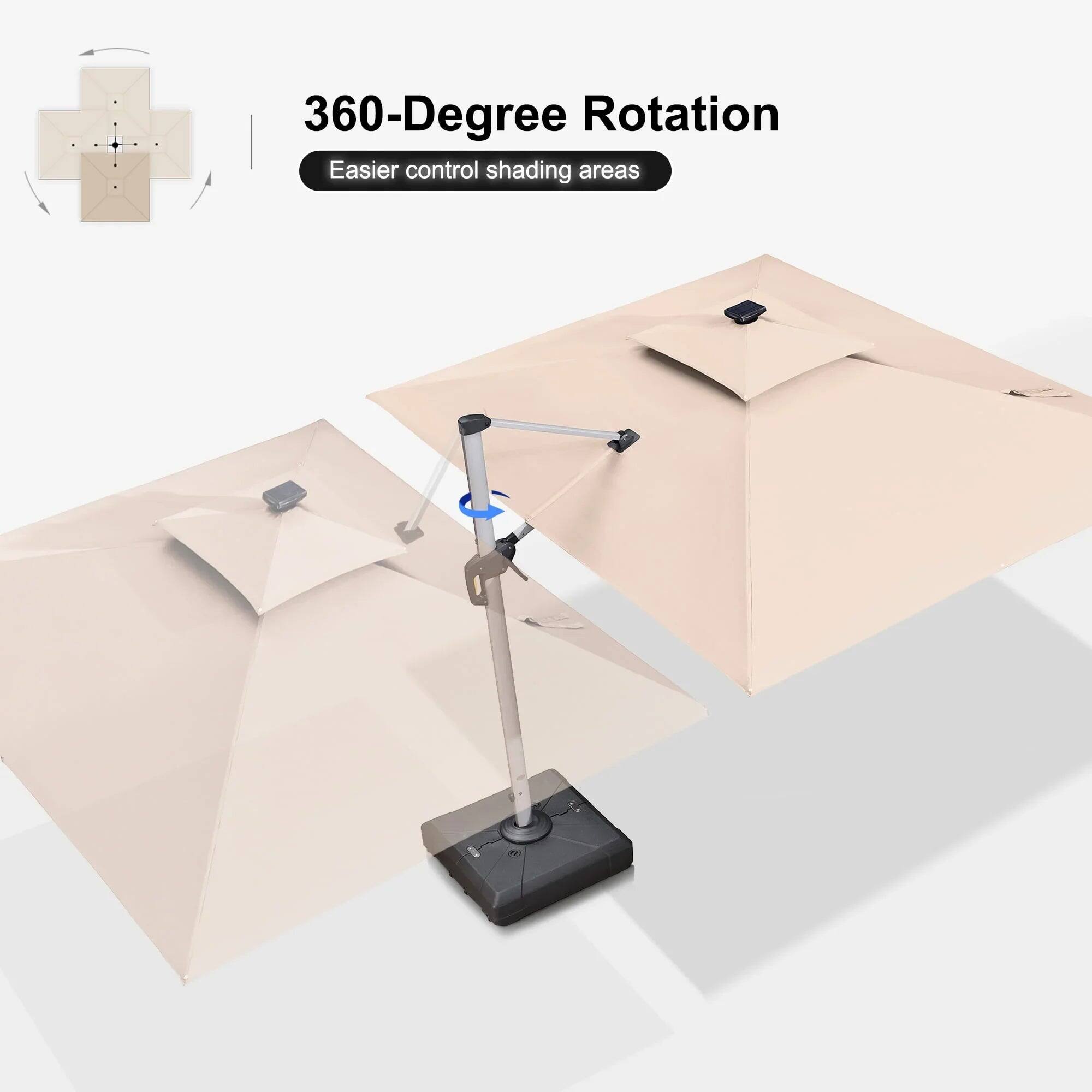 360-Degree Rotation  
Easier control shading areas
