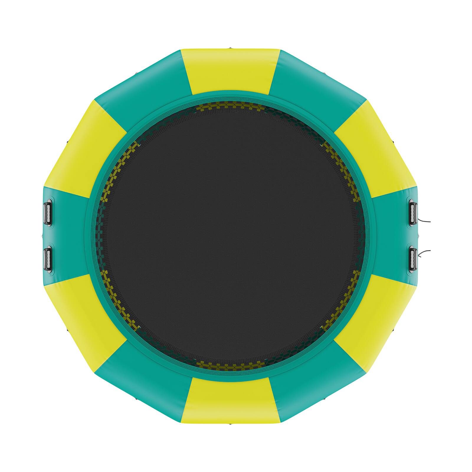 Alt View 5. VEVOR - Inflatable Water Bouncer, 12ft Recreational Water Trampoline, Portable Bounce Swim Platform with 3-Step Ladder - Yellow, green.