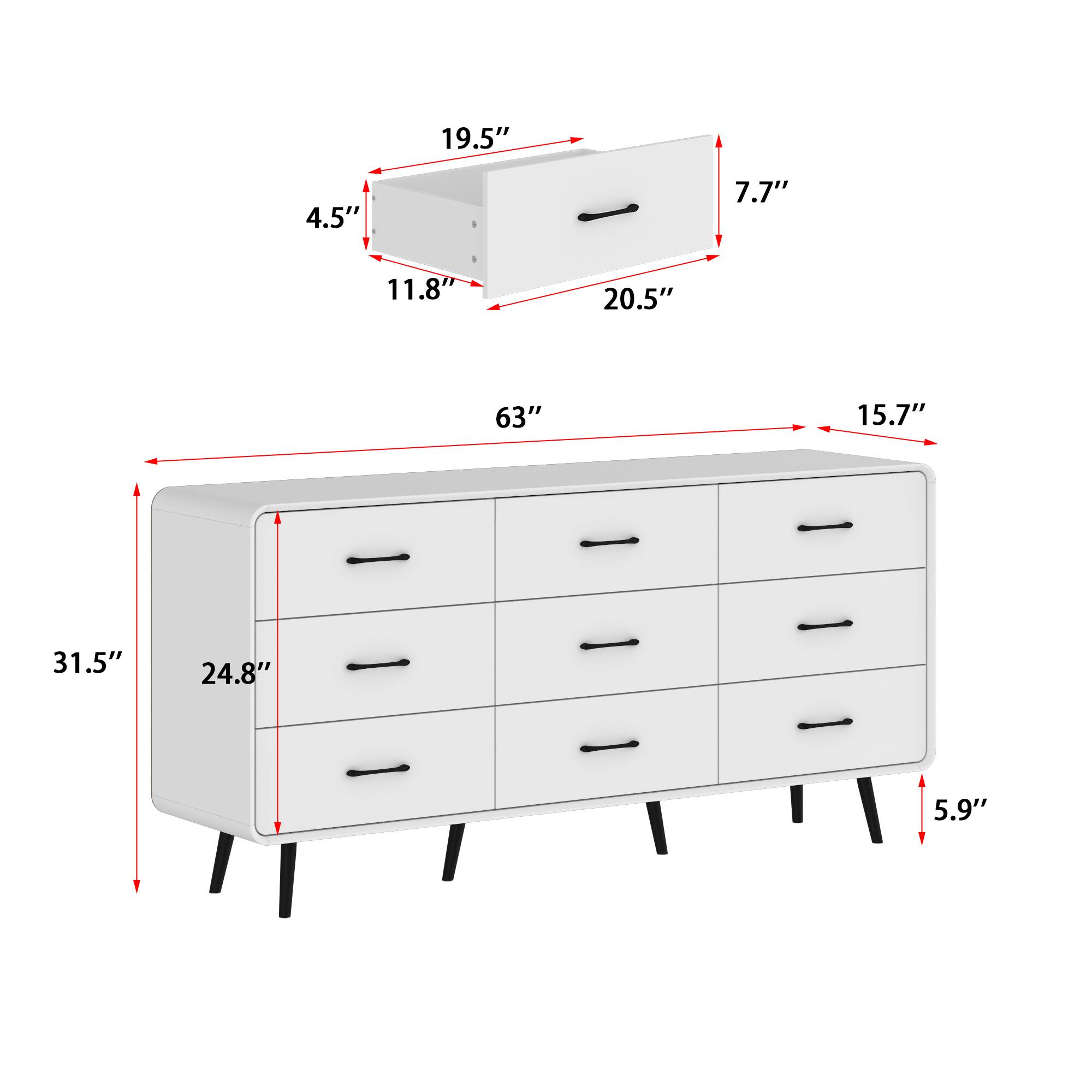 19.5" 4.5" 7.7" 11.8" 20.5" 63" 15.7" 31.5" 24.8" 5.9"