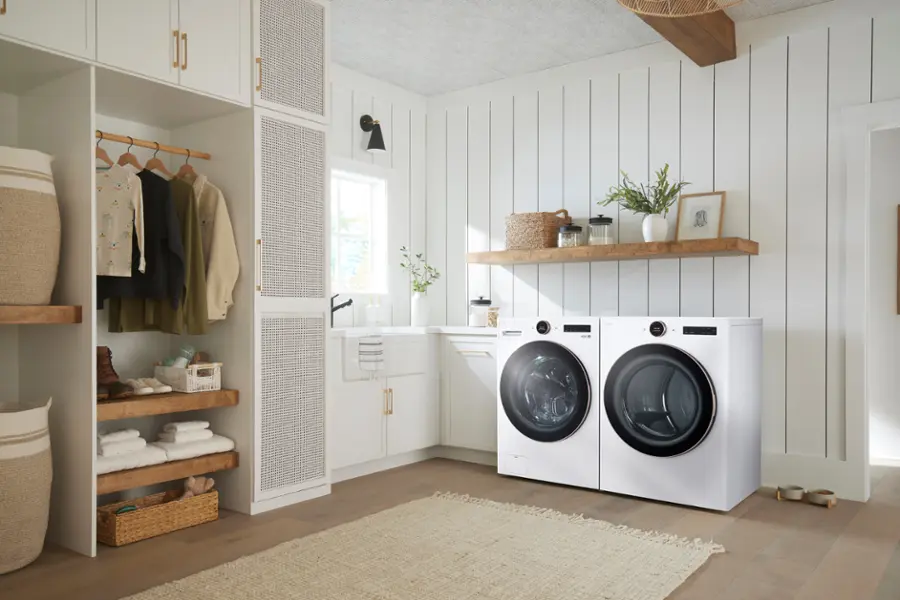 Alt View 38. LG - 5.0 Cu. Ft. High-Efficiency Stackable Smart Front Load Washer with Steam and TurboWash 360 - White.