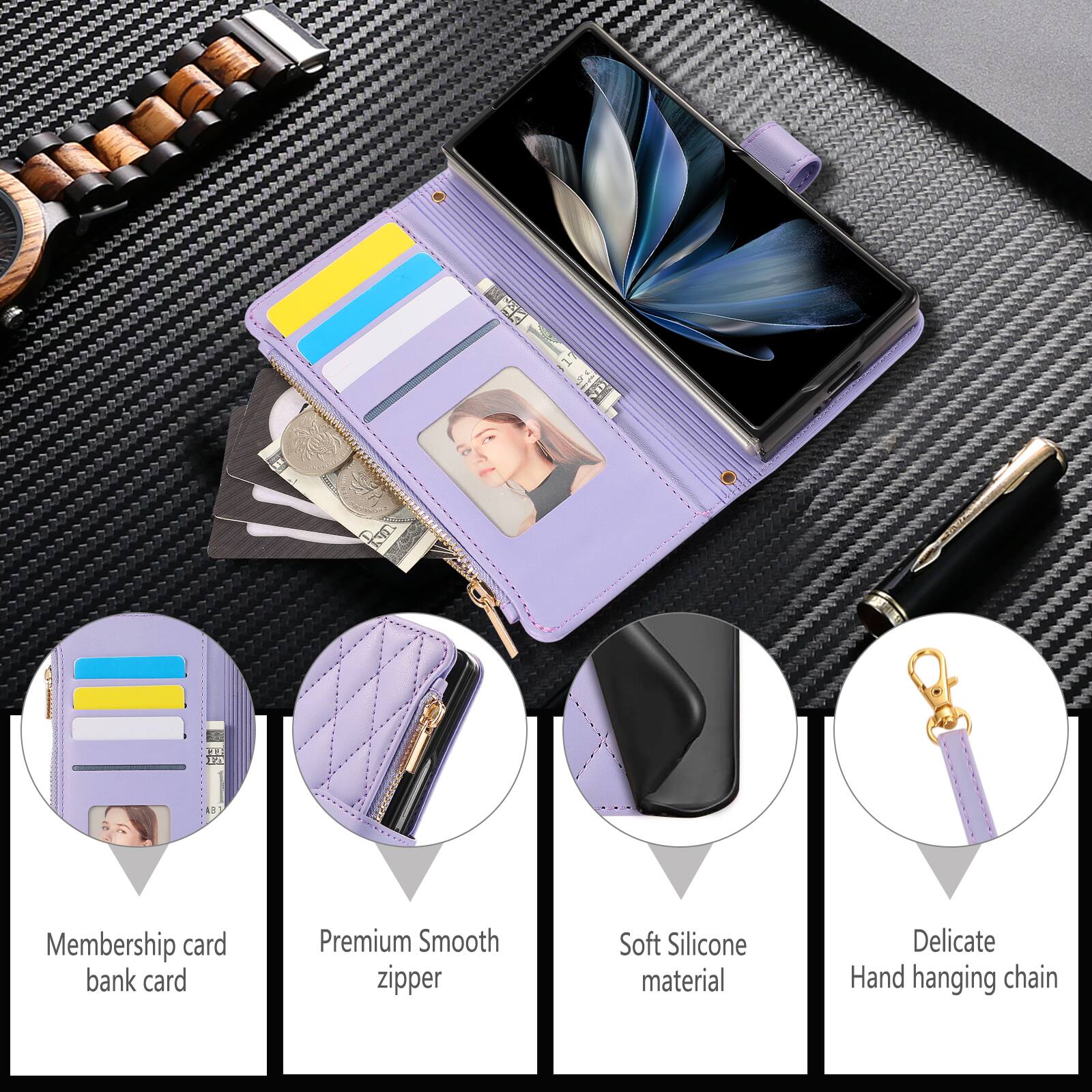 5 US Membership card bank card Premium Smooth zipper Soft Silicone material Delicate Hand hanging chain