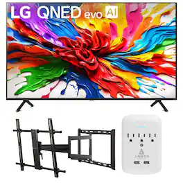 LG - 65QNED92AUA 65 Inch 4K QNED Mini LED AI Smart TV with Large/Extra Large Full Motion Mount and 3-OUTLET-SURGE (2025)