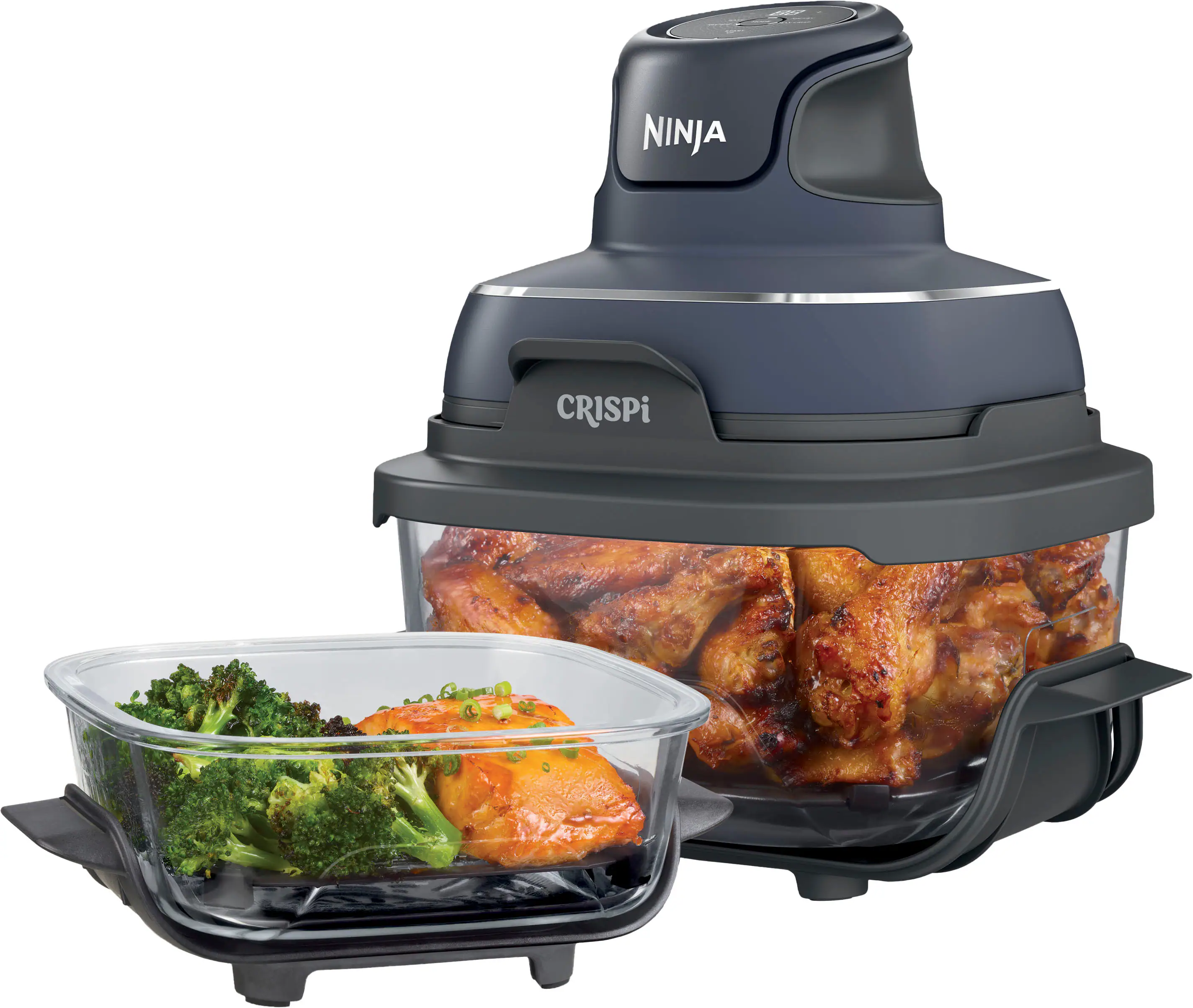 Ninja - Crispi® 5-in-1 Portable Glass Air Fryer Cooking System - Gray