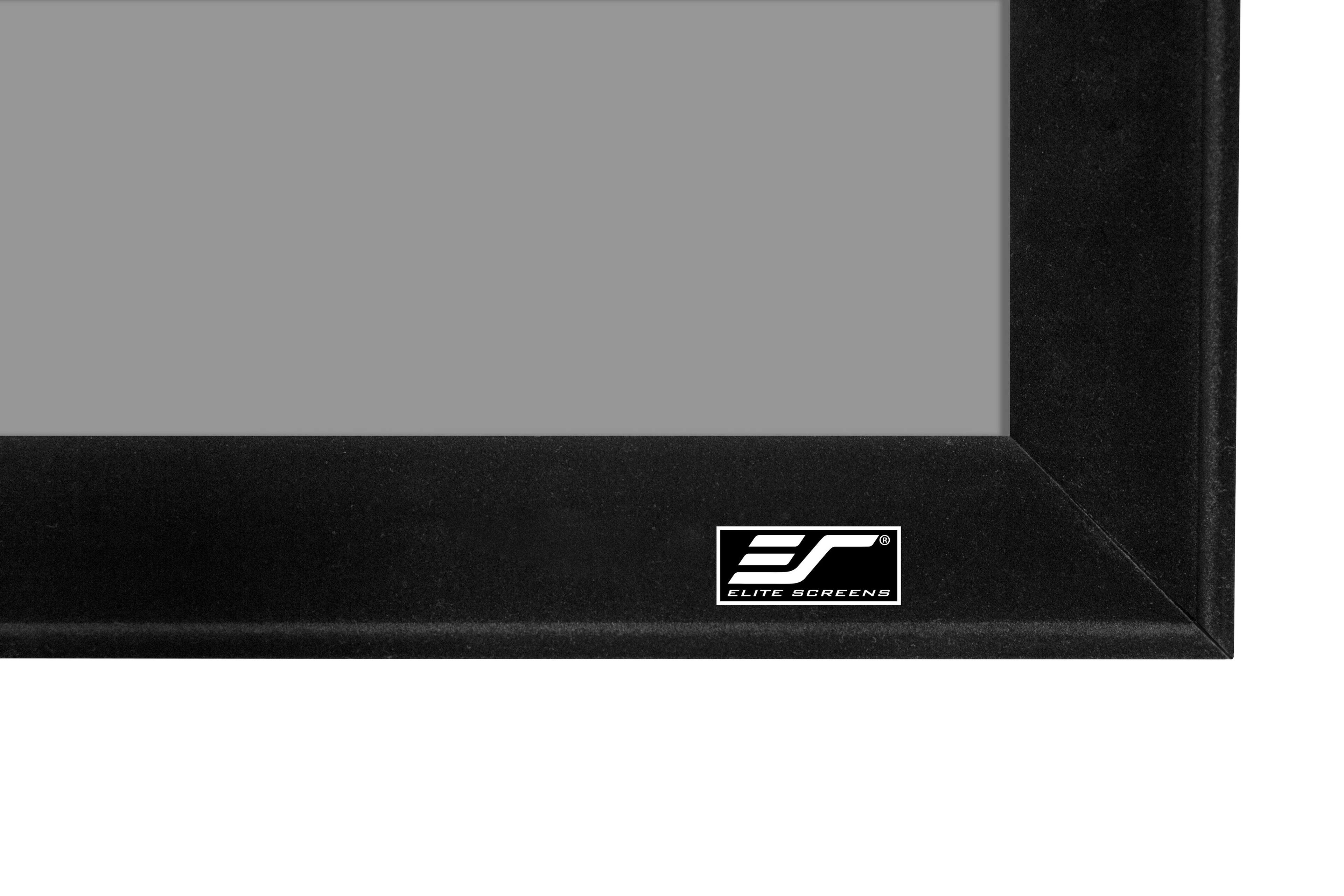 The image features a black box with a white logo on it. The logo is "F Elite Screens." The box is placed on a white background, making it stand out.