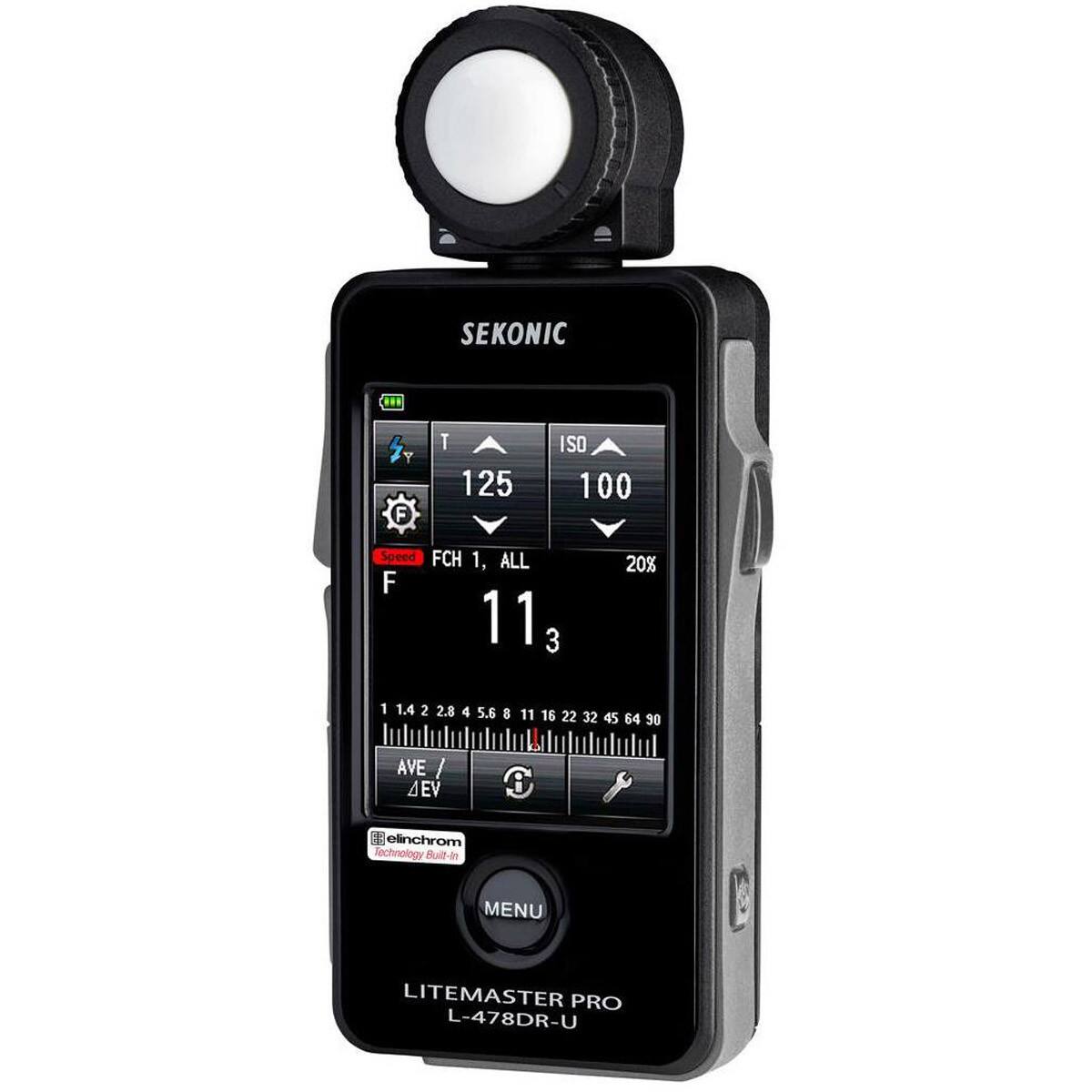 SEKONIC LITEMASTER PRO L-478DR-U

ISO 100
Speed FCH 1, ALL F 11

1.4 2.8 4 5.6 8 11 16 22 32 45 64 90

AVE / 4 4EV

Elinchrom Technology

MENU