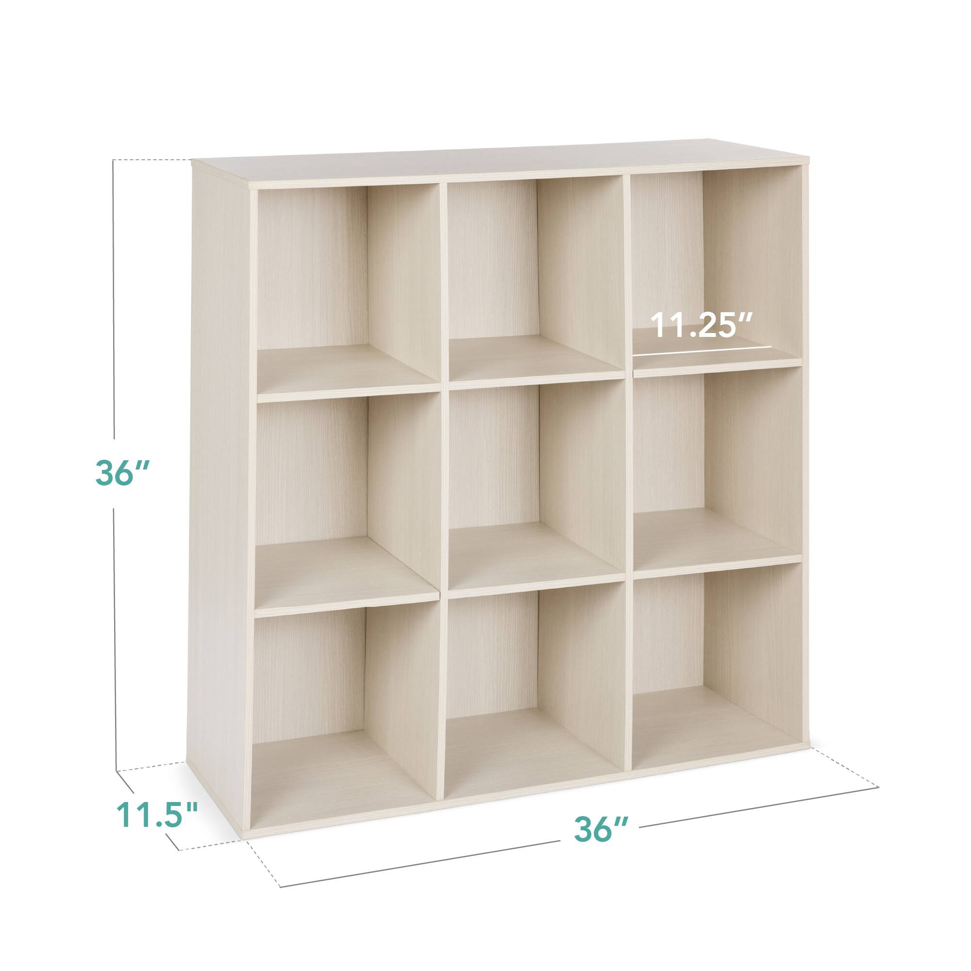 The dimensions of the shelf are:

- Height: 36"
- Width: 36"
- Depth: 11.5"
- Shelf depth: 11.25"