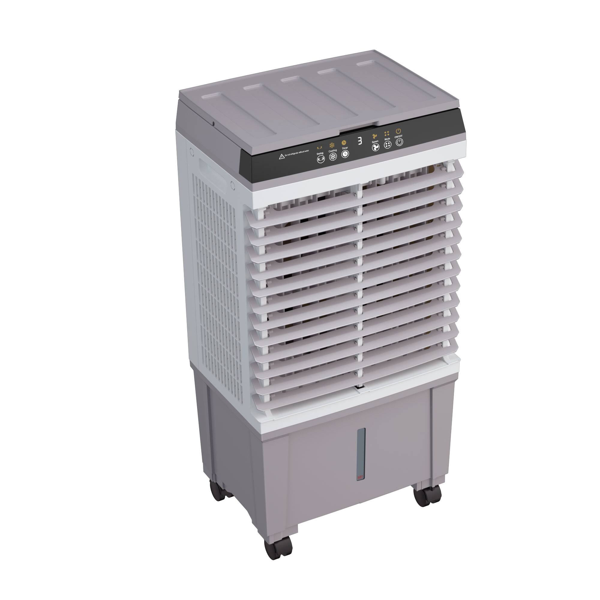 Back. Parrot Uncle - 3000m³/h Portable Evaporative Air Cooler with Remote, 20L Tank - Grey.