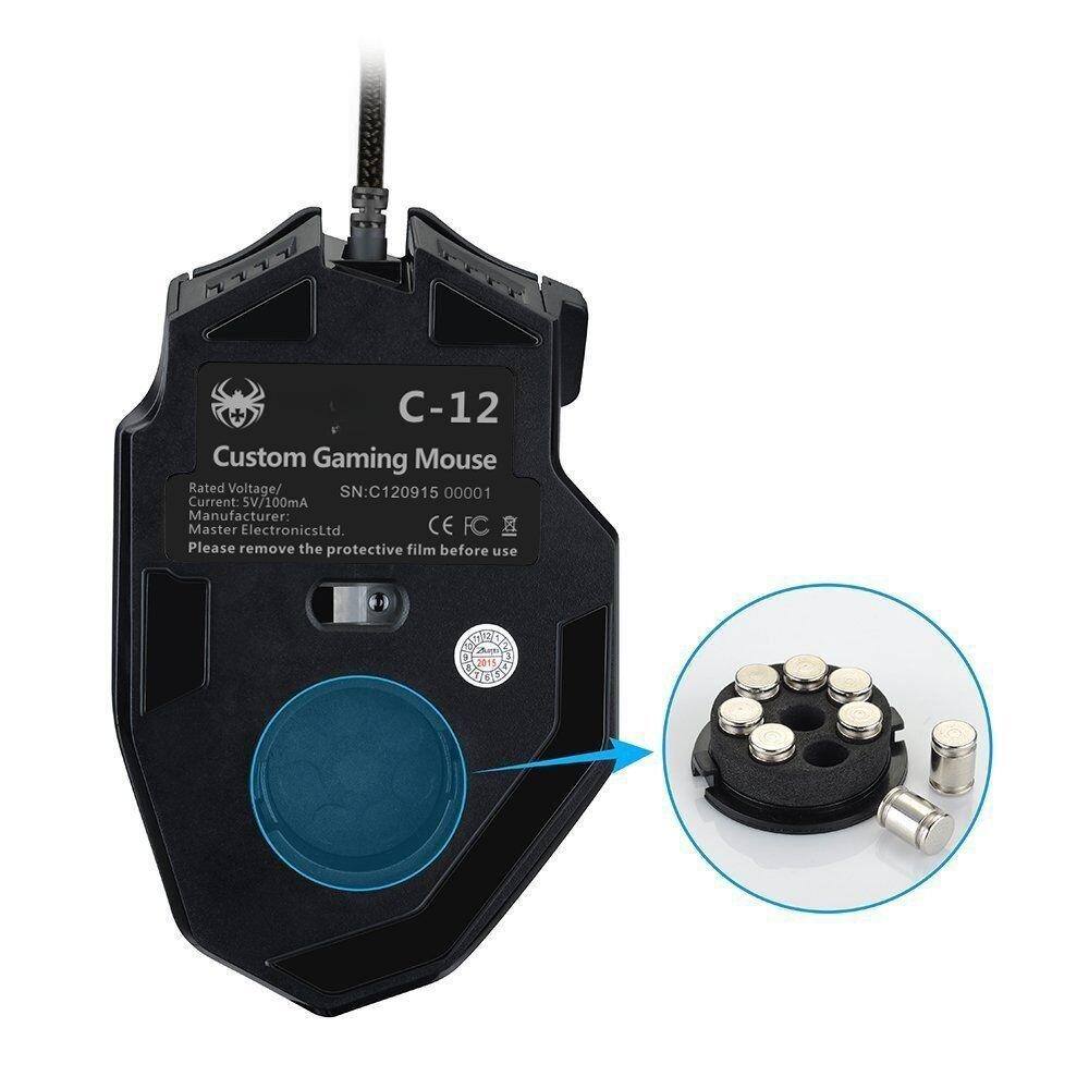 C-12  
Custom Gaming Mouse  
Rated Voltage/ Current: 5V/100mA  
SN: C120915 00001  
Manufacturer: Master Electronics Ltd.  
CE FC  
Please remove the protective film before use