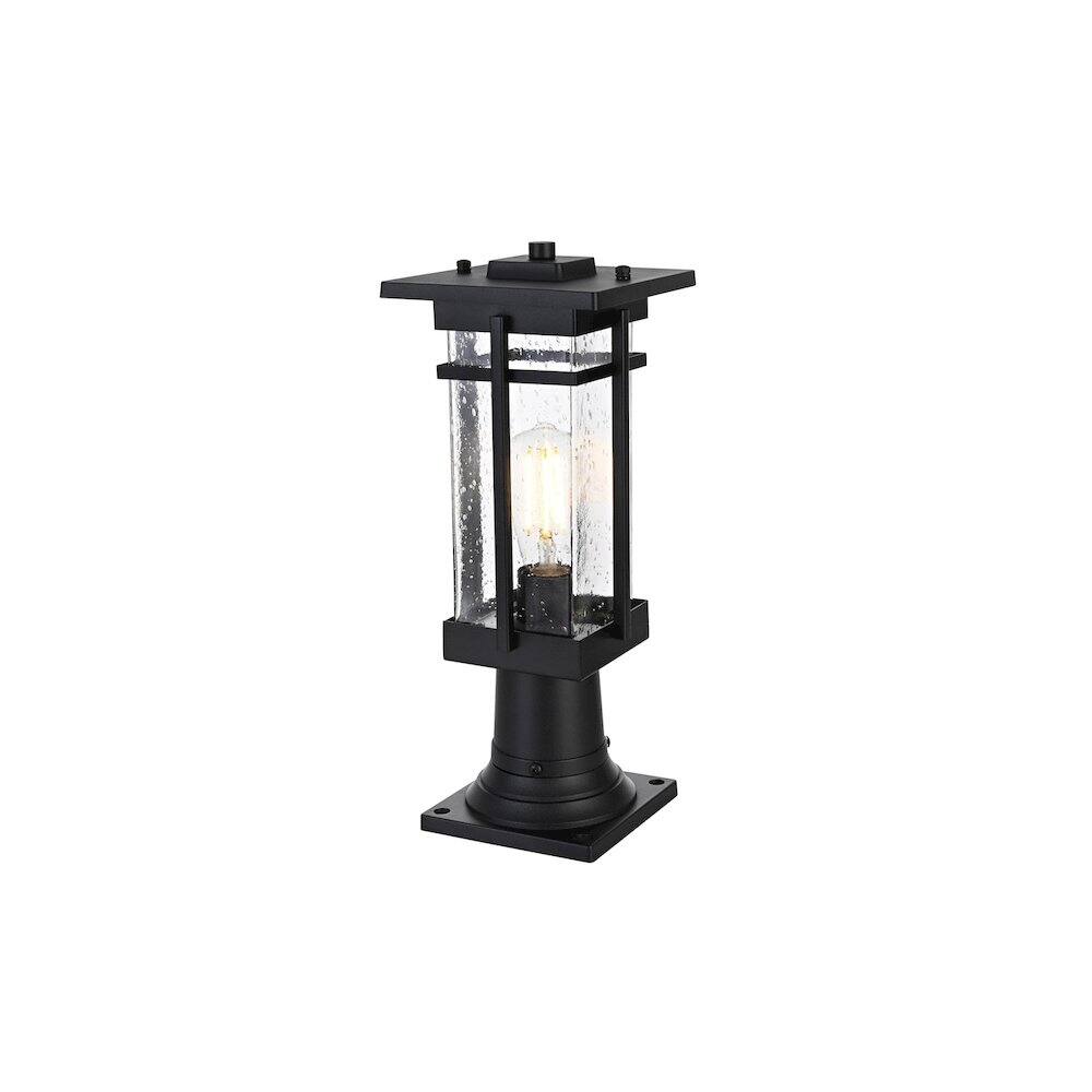 Angle. Elegant Lighting - Livingston 7 inch Outdoor Pendant in Black - Black.