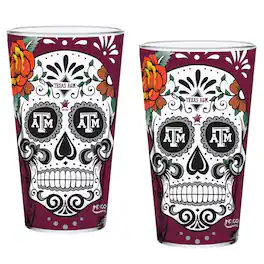 Indigo Falls - Texas A&M Aggies Two-Pack 16oz. Dia De Los Muertos Pint Glass Set - Multicolor