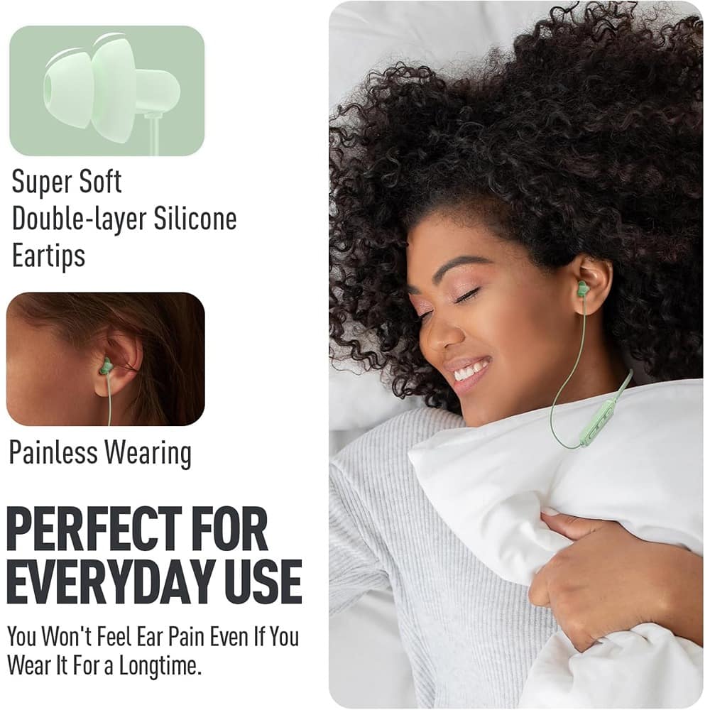 MOSZAR LLC - Wireless Neckband Sleep Headphones Bluetooth 5.4, Ultra-Soft In-Ear Earbuds – Mint Green