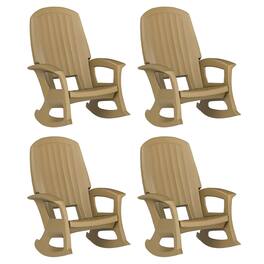 Semco - Plastics Rockaway Heavy Duty All Weather Outdoor Rocking Chair (4 Pack) - Taupe