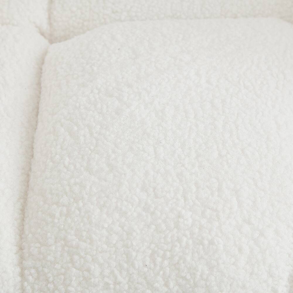 Alt View 3. Loheer - Loheer Ivory White Teddy Fabric Rocking Chair Tufted Upholstered Glider Chair with Metal Frame for Living Room Nursery - Ivory White.
