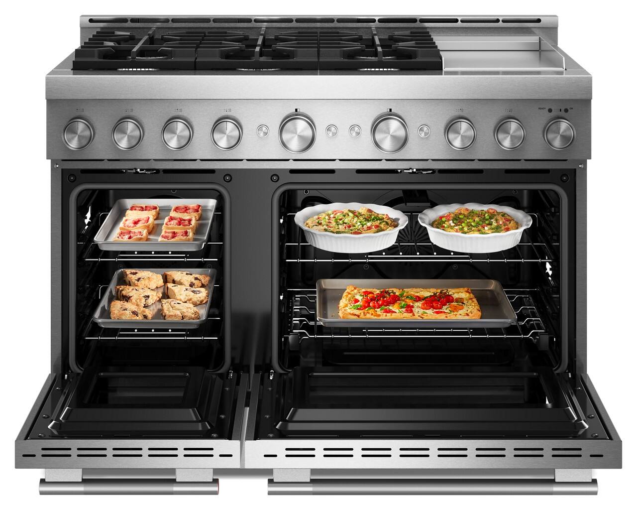 Alt View 2. KitchenAid - KitchenAid® 48-Inch 6 Burner Commercial-Dual Fuel Range with Griddle - Stainless Steel.