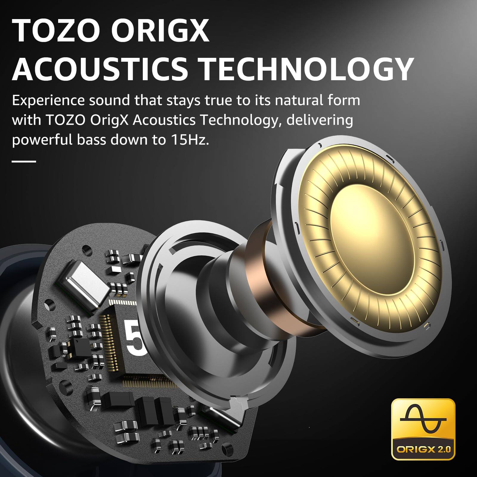 TOZO ORIGX ACOUSTICS TECHNOLOGY
Experience sound that stays true to its natural form with TOZO Origx Acoustics Technology, delivering powerful bass down to 15Hz.
- 5 A ORIGX 2.0
